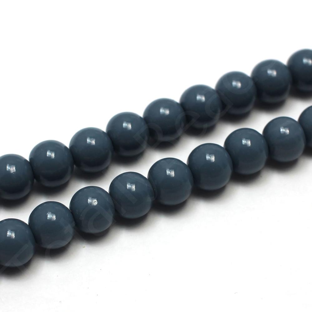 Opaque Glass Round Beads 8mm - Blue Grey