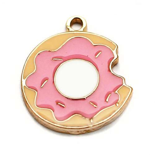 Enamel Gold Charm - Doughnut 2pc