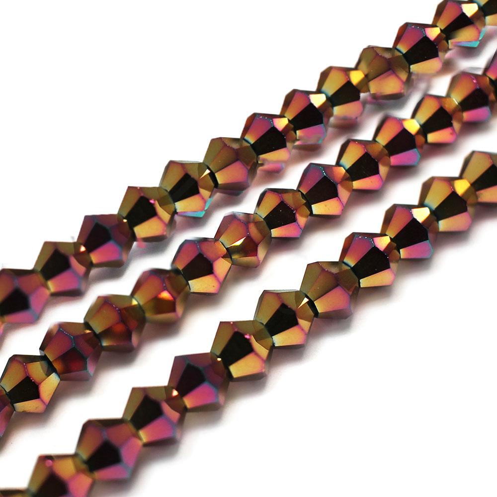 Premium Crystal 5mm Bicone Beads - Rainbow Pink