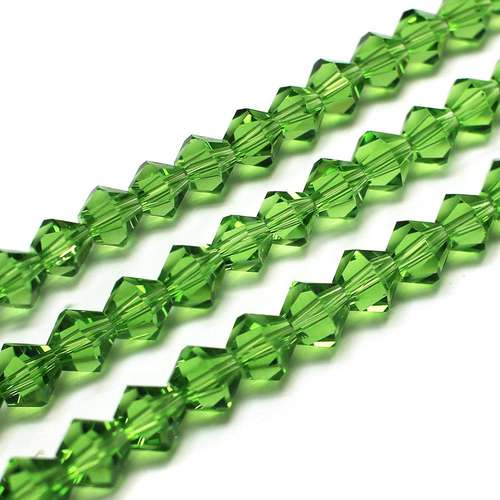 6mm crystal bicone beads green — faceted for jewelry making and beadwork