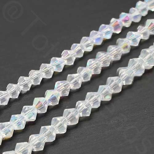 4mm crystal bicone beads crystal half ab — AB finish, faceted for jewelry making and beadwork
