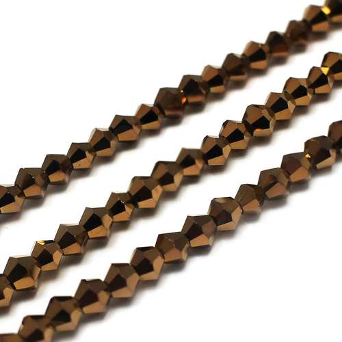 4mm crystal bicone beads bronze plate — faceted for jewelry making and beadwork