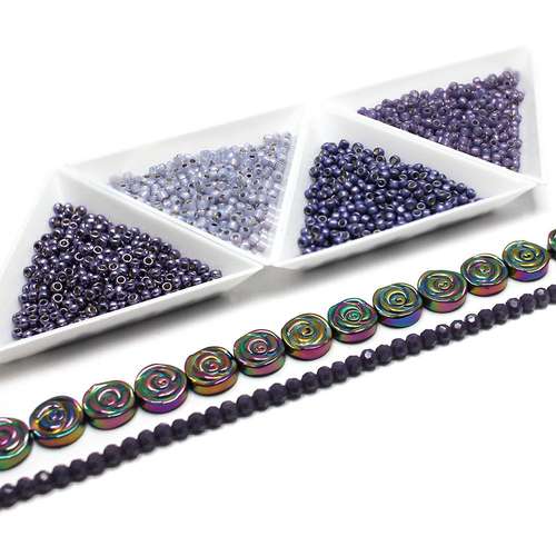 Flat Herringbone mauve jewelry making kit — DIY set with beads and instructions for creating handmade jewelry