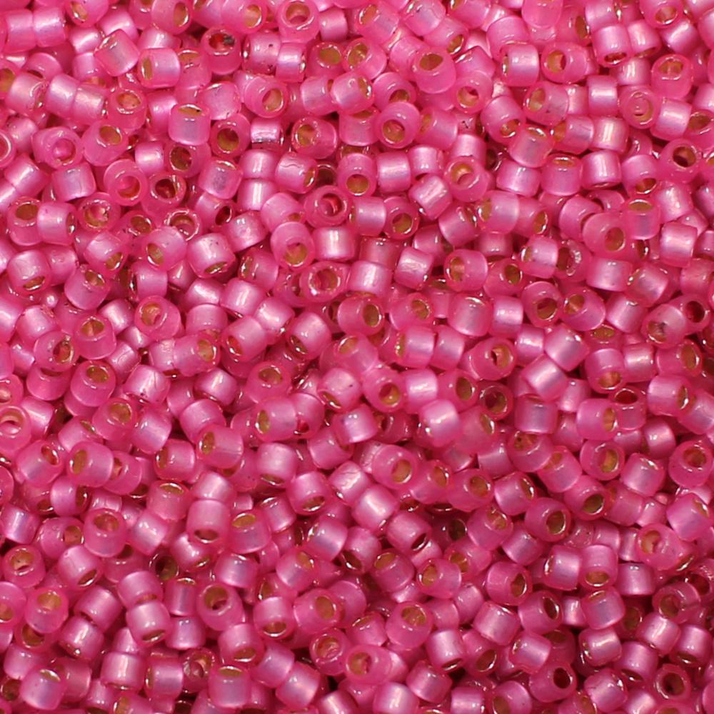 Toho Treasure Size 11 5g - PermaFinish Silver Milky Electric Pink