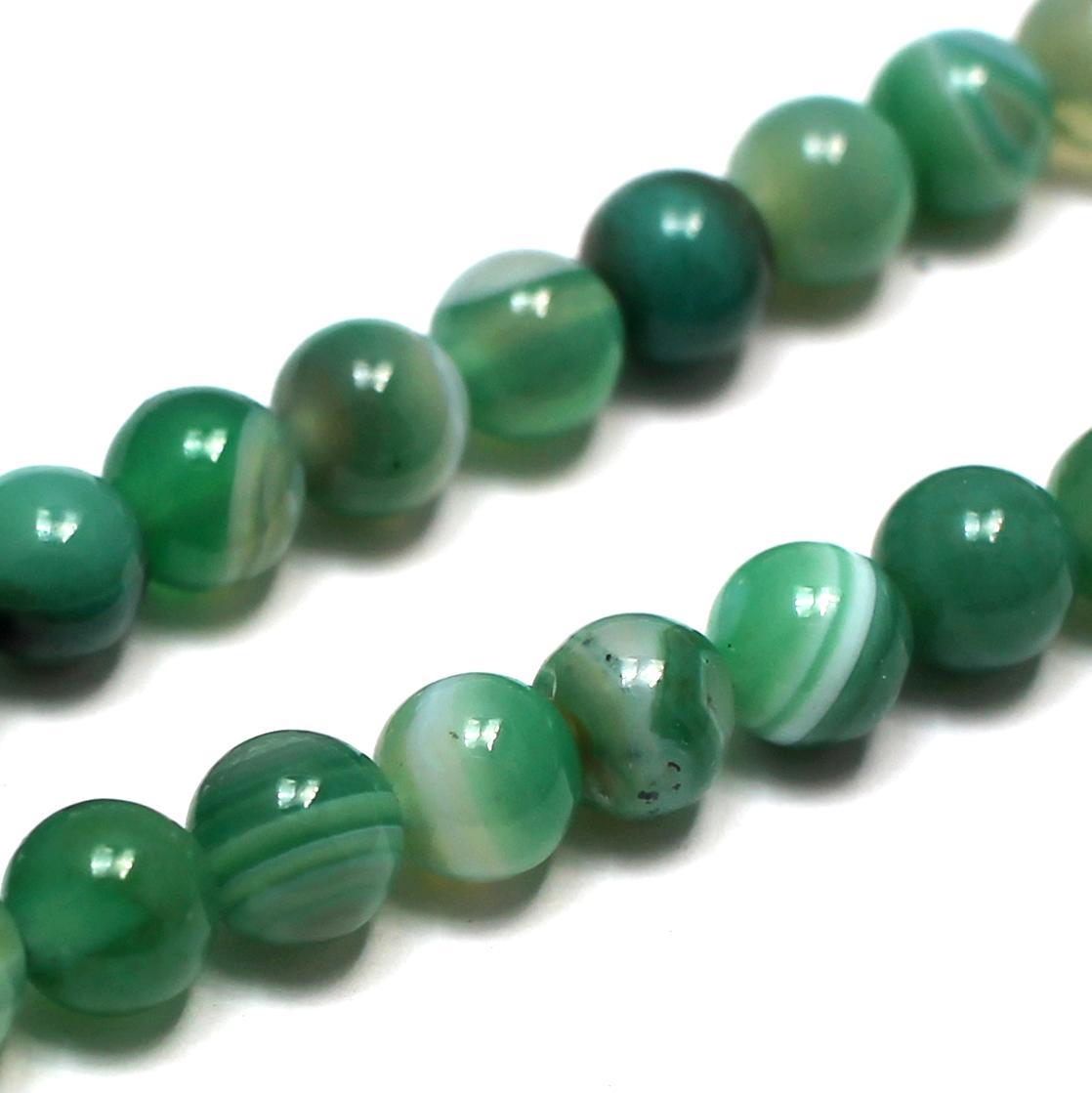 Banded Agate Round 6mm 15" Strand - Green