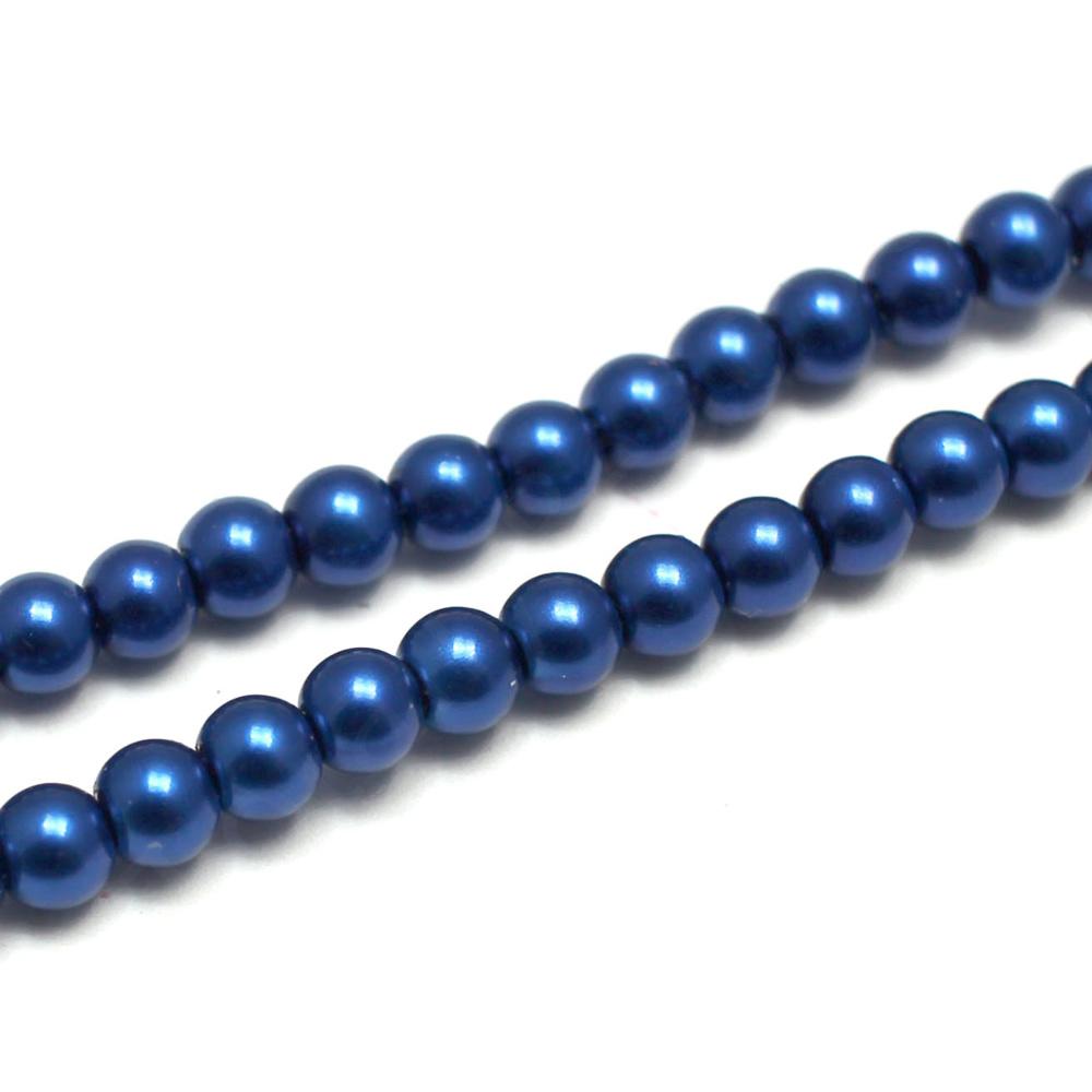 Glass Pearl Round Beads 4mm - Royal Blue