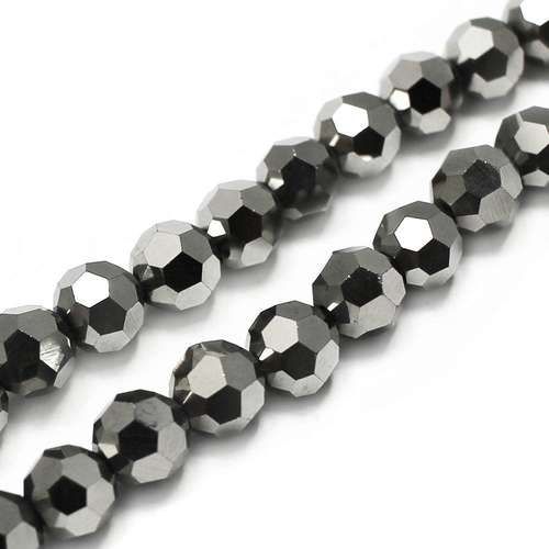 8mm crystal beads dark silver — plated finish, ideal for jewelry making and beadwork