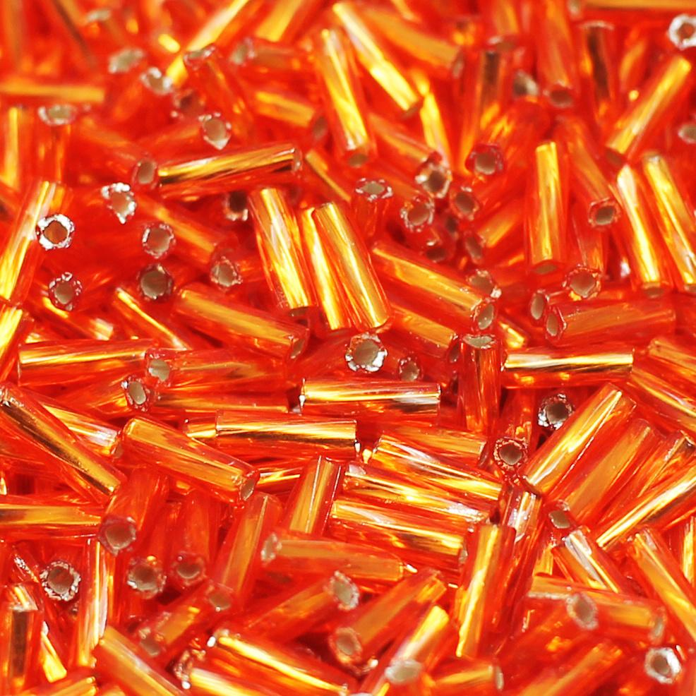 FGB 6mm Twisted Bugles - Silver Lined Tangerine 50g