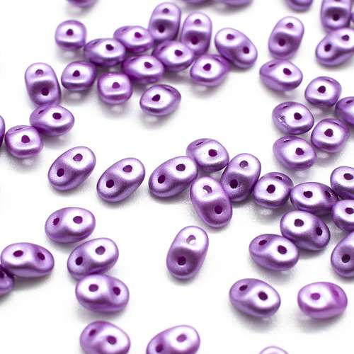 10g Czech glass Rulla beads pearl coat dark lilac — two-hole beads for jewelry making and bead weaving