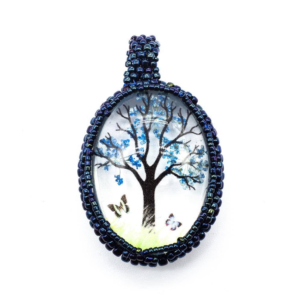 Encasing Everbloom Cabochon Pendant Kit - Blue Tree