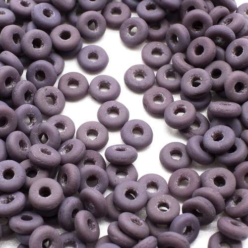 4mm Czech glass glass beads ring 4mm 5g 180pcs - matt opaque purple — pack of 5, high-quality two-hole beads ideal for jewelry making, be…