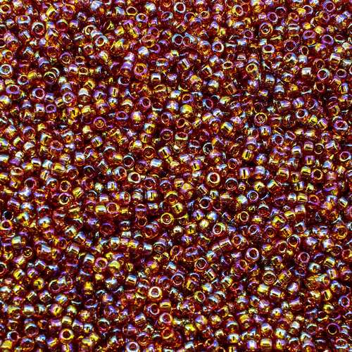 Toho Size 15 Seed Beads 10g - Trans Rainbow Metallic Topaz
