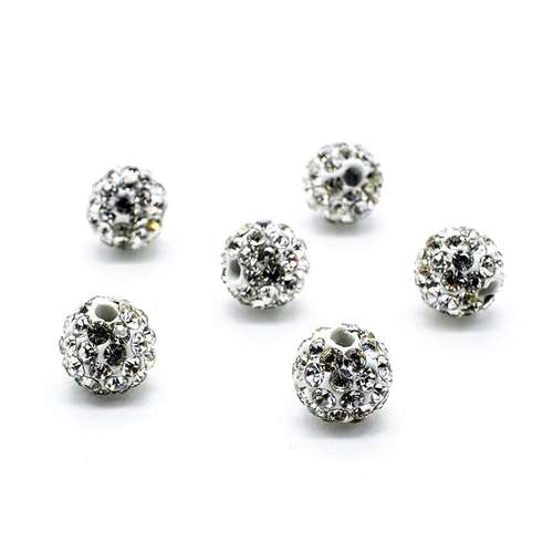 Shamballa Bead 8mm Round - Crystal 1pc