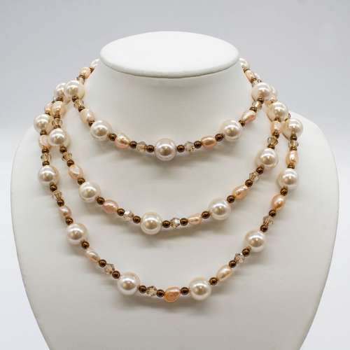 Shell Pearl & Pearl Necklace Bundle light pink necklace making kit — DIY set with beads and instructions for creating handmade jewelry
