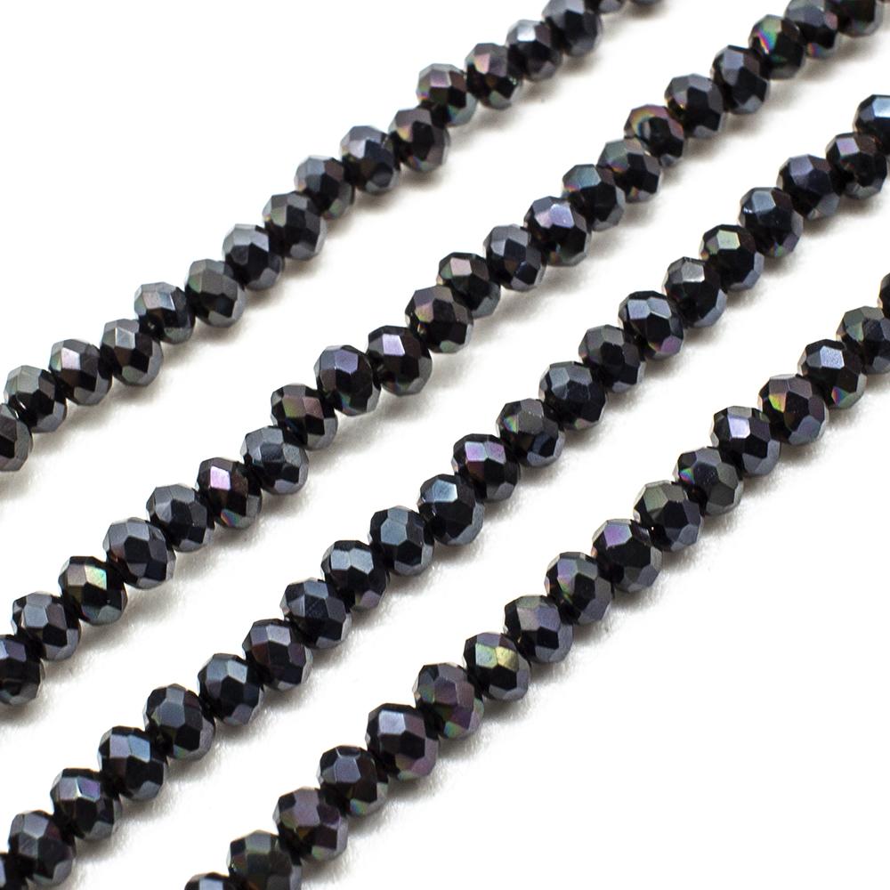 Crystal Rondelle 2x3mm - Charcoal Shadow