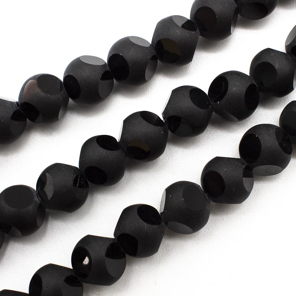 Synthetic Onyx Round Beads 10mm - Dice Design