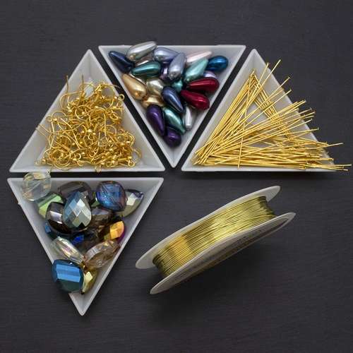 Herringbone Earrings Pack gold earring making kit — DIY set with beads and instructions for creating handmade jewelry