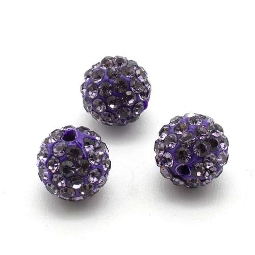 Shamballa Bead 10mm Round - Lavender 1pc