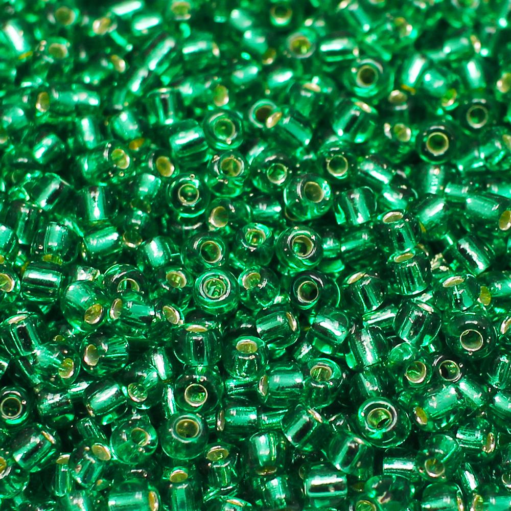 FGB Seed Beads Size 6 Silver Lined Forrest Green - 50g