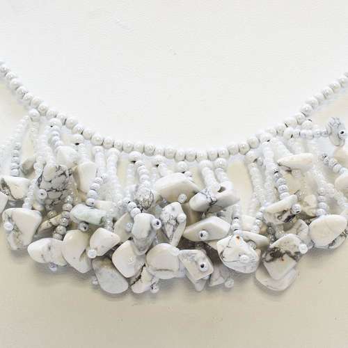 Coralling Necklace Makes 4 white howlite necklace making kit — DIY set with beads and instructions for creating handmade jewelry