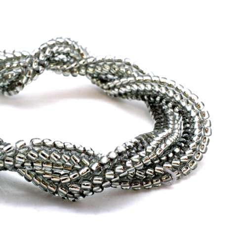 Herringbone Seed Bead Necklace silver black diamond necklace making kit — DIY set with beads and instructions for creating handmade jewelry