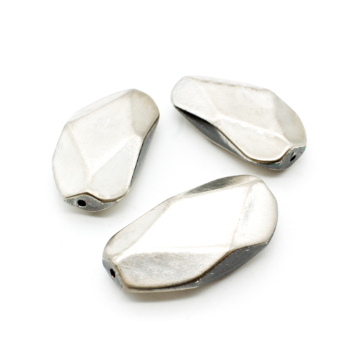 Acrylic Antique Silver Bead - Metallic Facet Flat