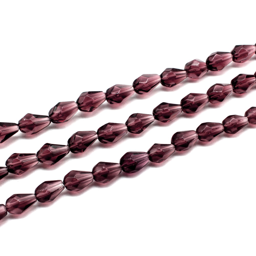 Glass beads Facet Drop 12x8mm - Amethyst