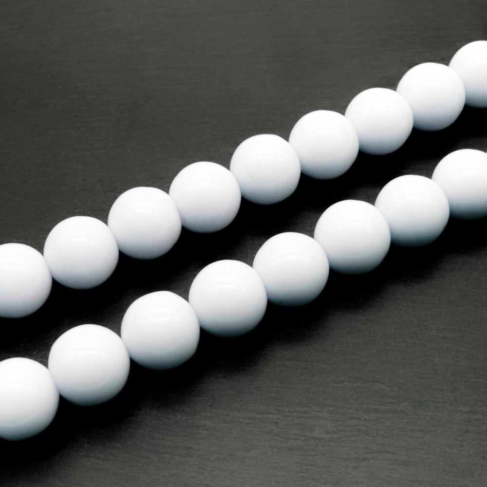 Glass beads Round 16mm - White