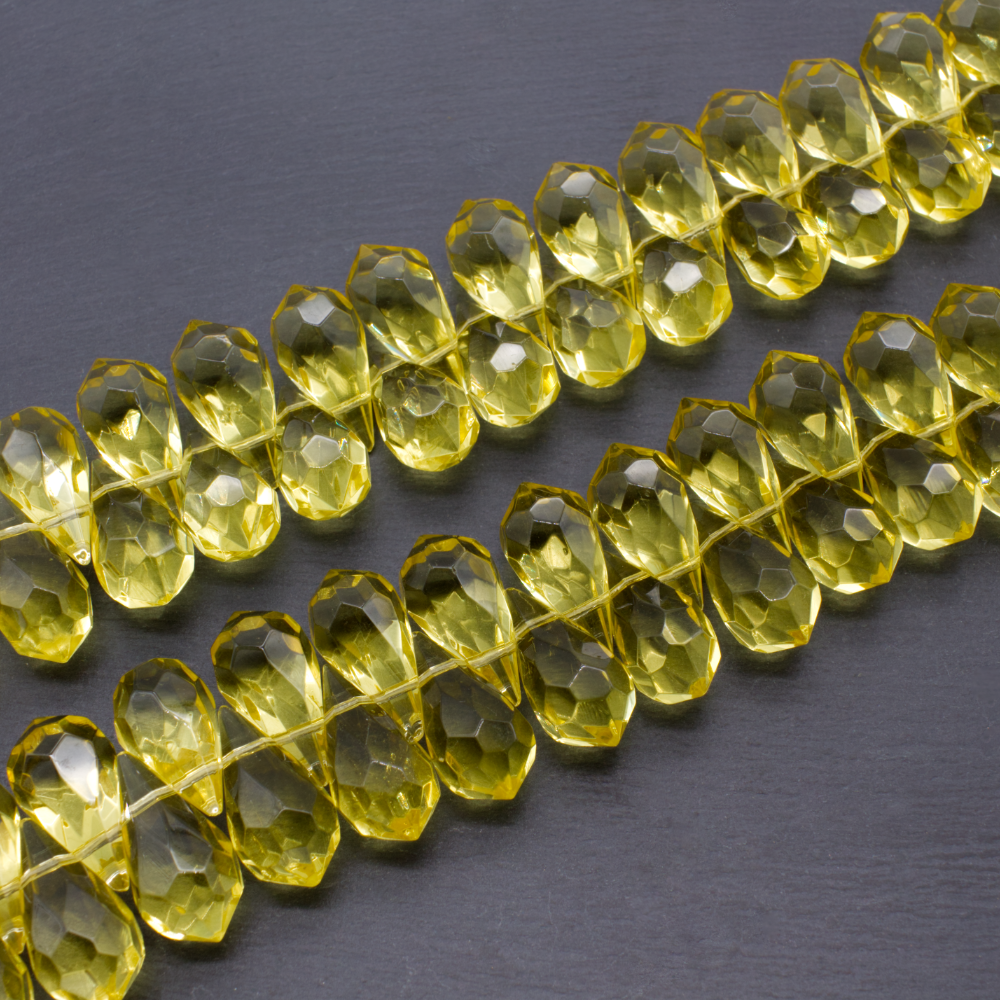 Faceted Teardrops 10x20mm - Yellow 10pcs