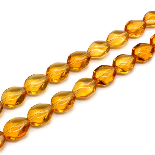 Glass Facet Octagonal Nugget 17x14mm - Amber