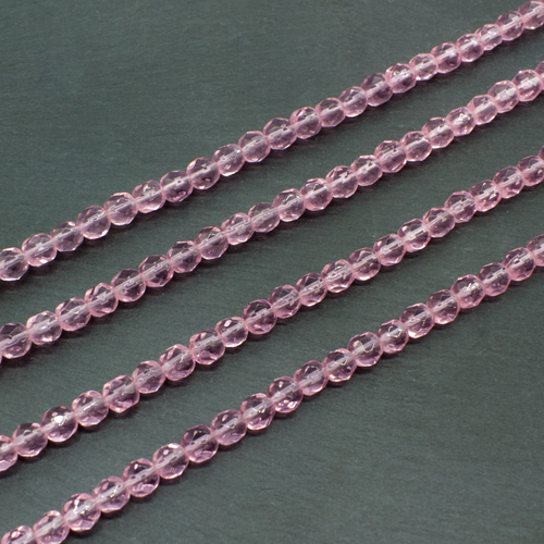 Glass facet round 4mm -  Pink