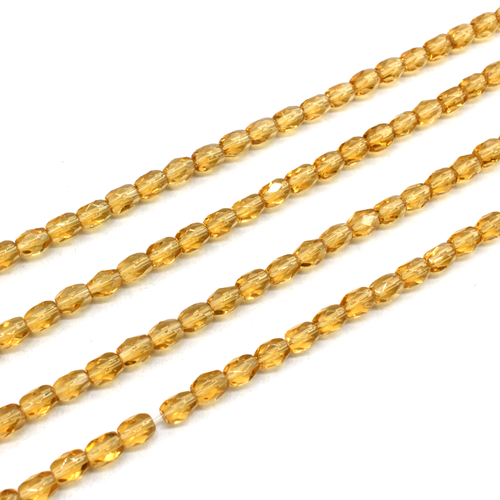 Glass Facet Rice 5x4mm - Yellow