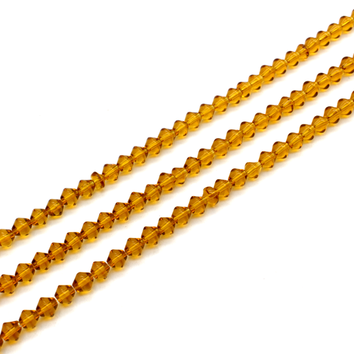 Glass Rounded Bicone 7mm - Amber