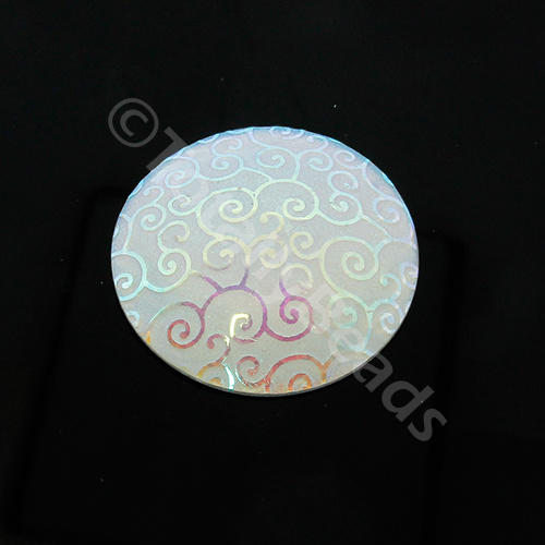 Acrylic Cabochon 30mm Disc - Swirl White AB