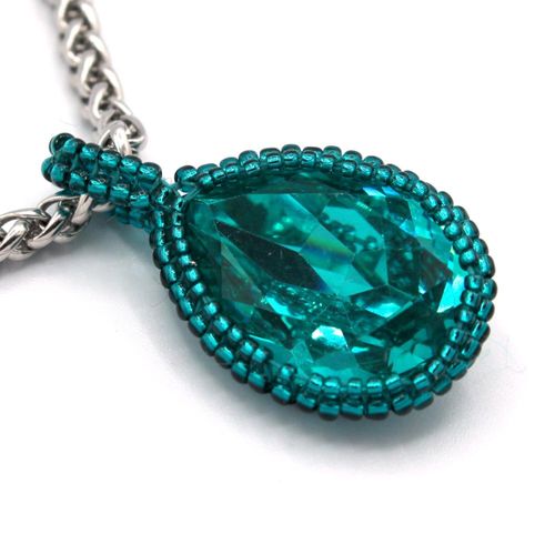 Sapphira Pendant teal jewelry making kit — DIY set with beads and instructions for creating handmade jewelry