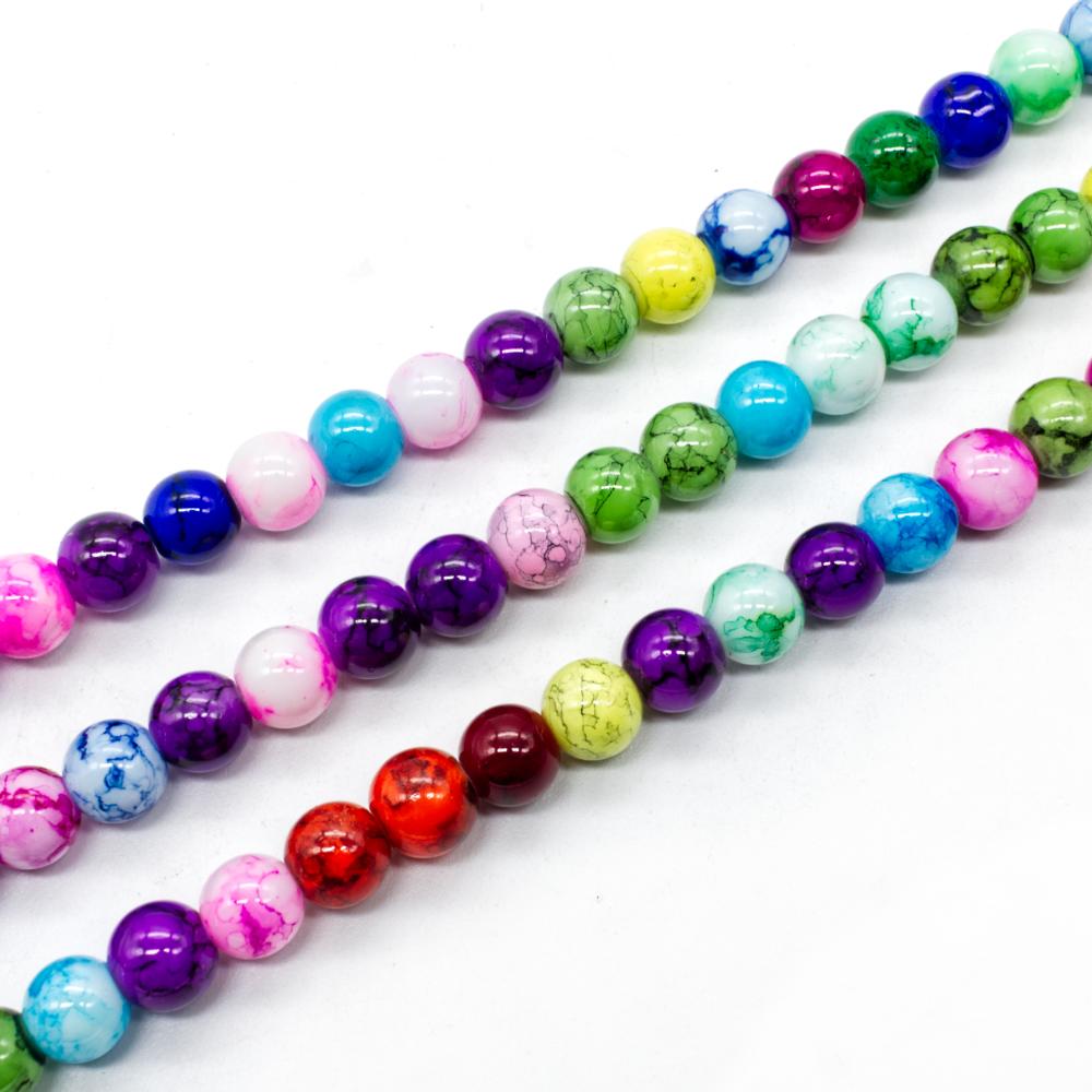 Marble Glass Beads Round 8mm - Mixed Colours