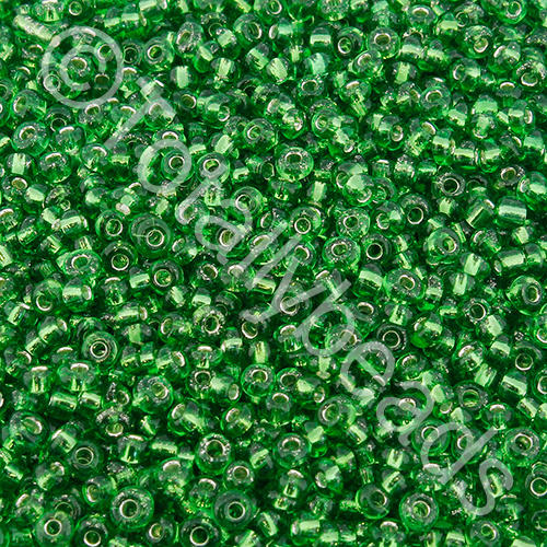 Seed Beads Silver Lined  Green - Size 11 100g