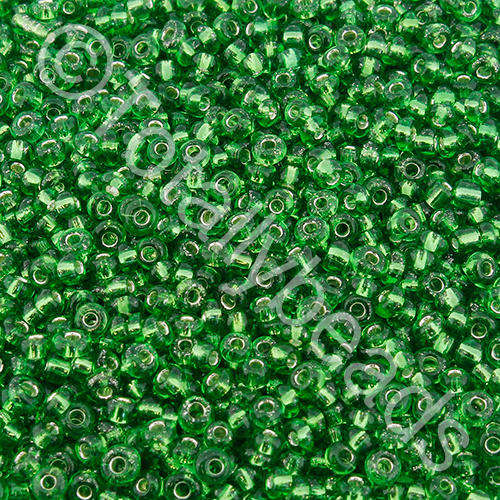 Seed Beads Silver Lined  Green - Size 11 100g