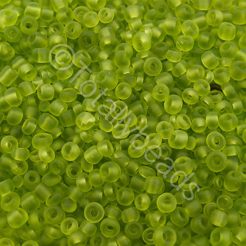 Seed Beads Transparent Frosted  Light Green - Size 8