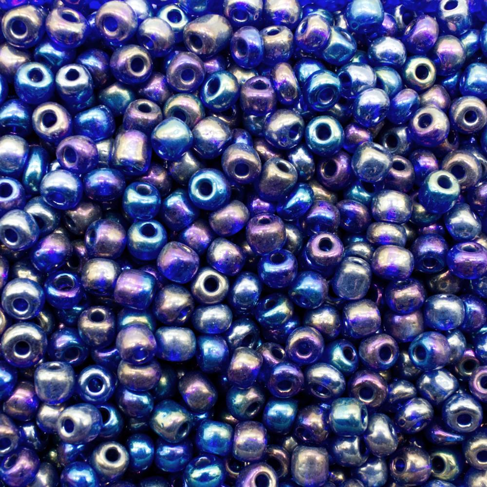 Seed Beads Opaque Rainbow  Blue - Size 6 100g