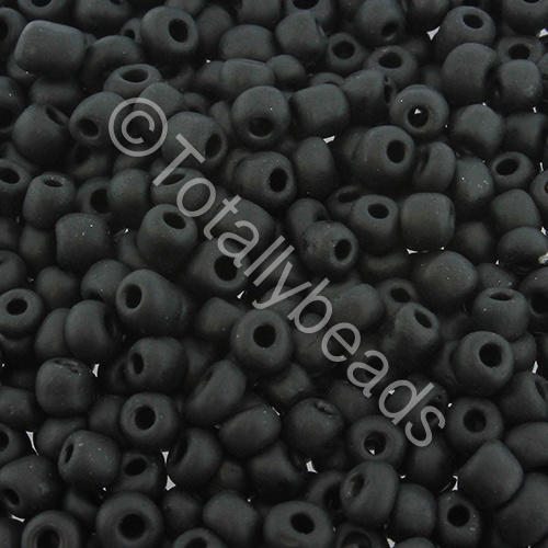Seed Beads Opaque Frosted  Black - Size 6 100g