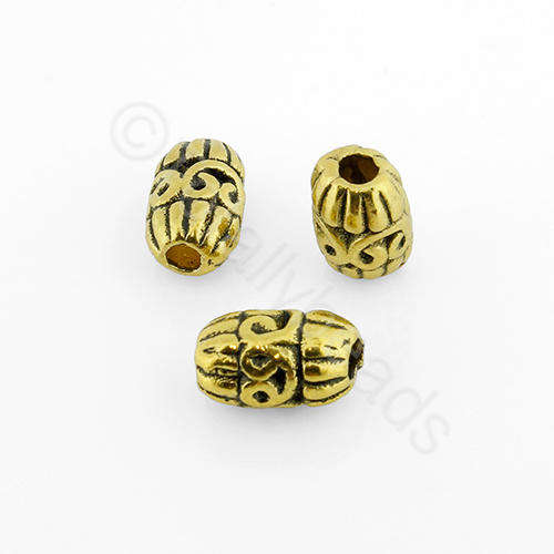 Tibetan Gold Bead - Barrel 10mm 6pcs