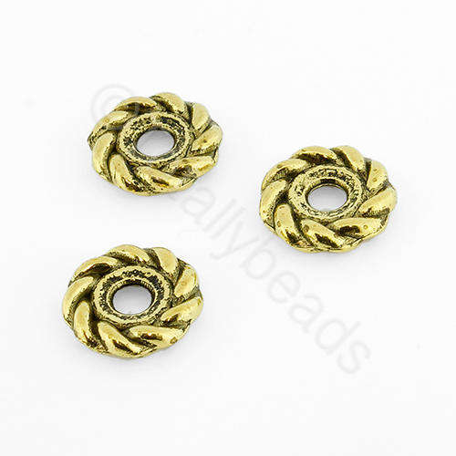 Antique Gold Bead - Roped Bead 10mm 8pcs