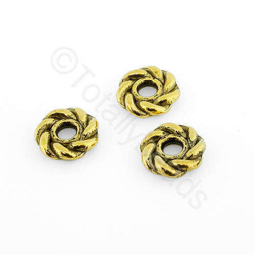 Antique Gold Bead - Roped Bead 8mm 10pcs
