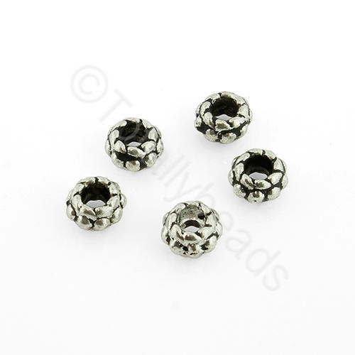 Tibetan Silver Bead - 5x3 Bead