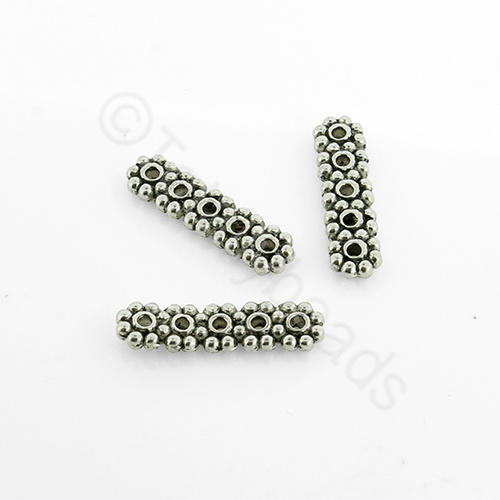 Antique Silver Spacer Bar 18mm 5 Hole Daisy - 20pcs
