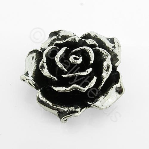 Tibetan Silver Bracelet Bead - Rose 32mm