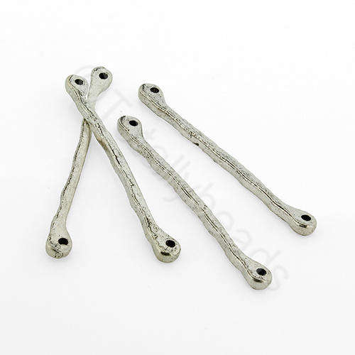 Antique Silver Bead - 2 Hole 38mm 12pcs