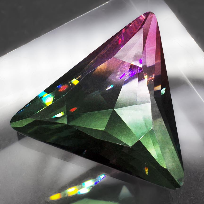Crystal Triangle Cabochons 30mm - Pink Green
