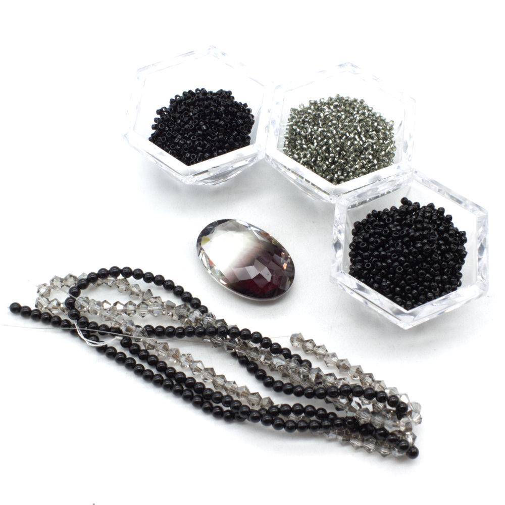 BC WK17 - Crystal Cabochon Oval Jewellery - Black Diamond